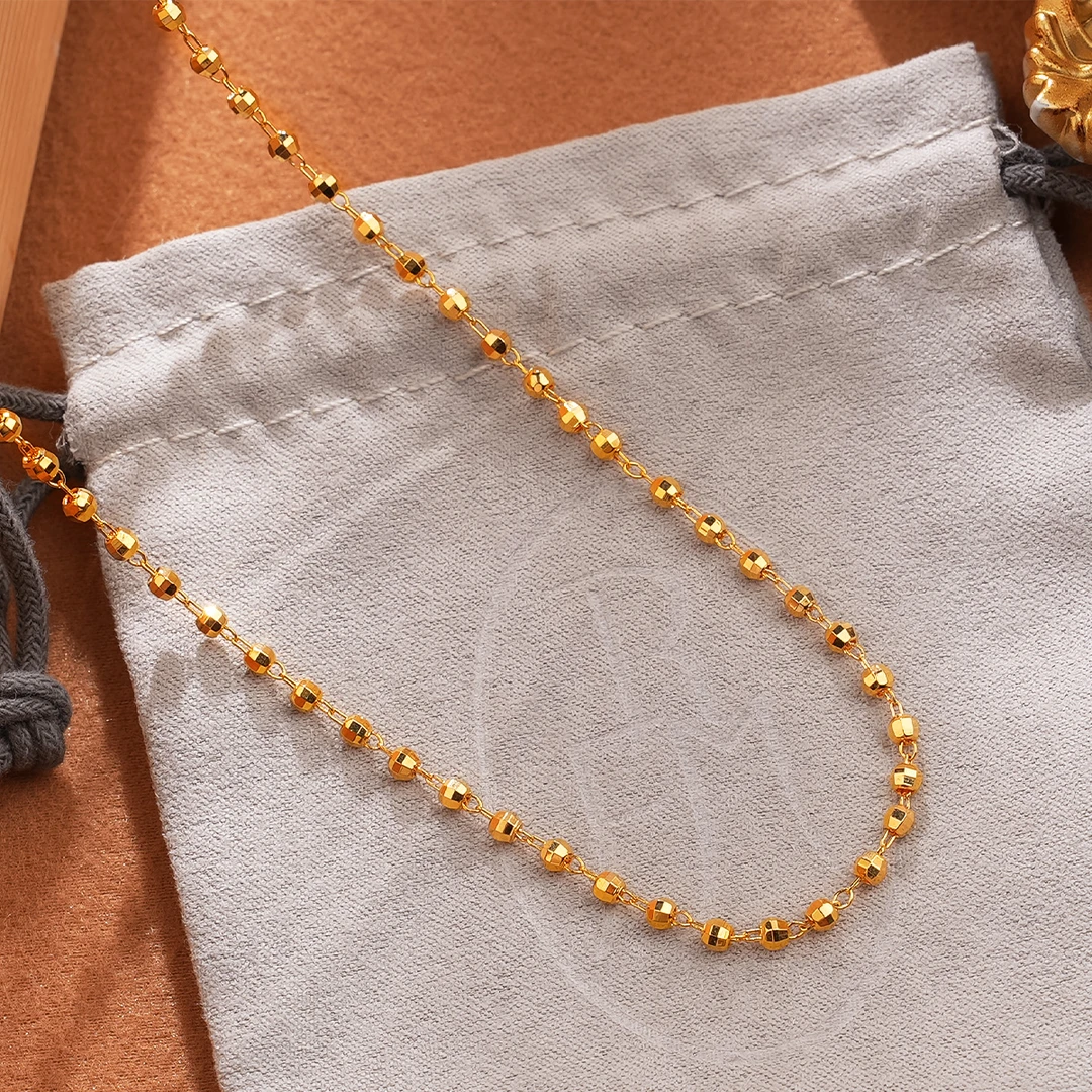 铜项链 复古小众闪亮足球珠颈链法式高级感切面设计锁骨链