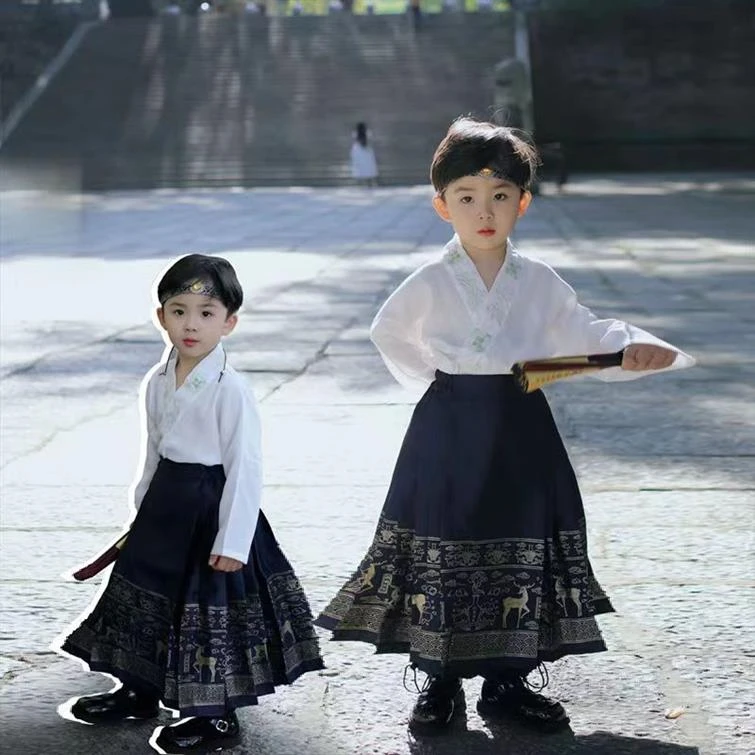 男女童马面裙夏季套装2025新款小宝宝儿童唐装古装中国风刺绣汉服