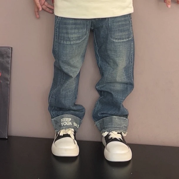 D♥.迪家春秋童装中性小童牛仔裤时尚休闲个性直筒