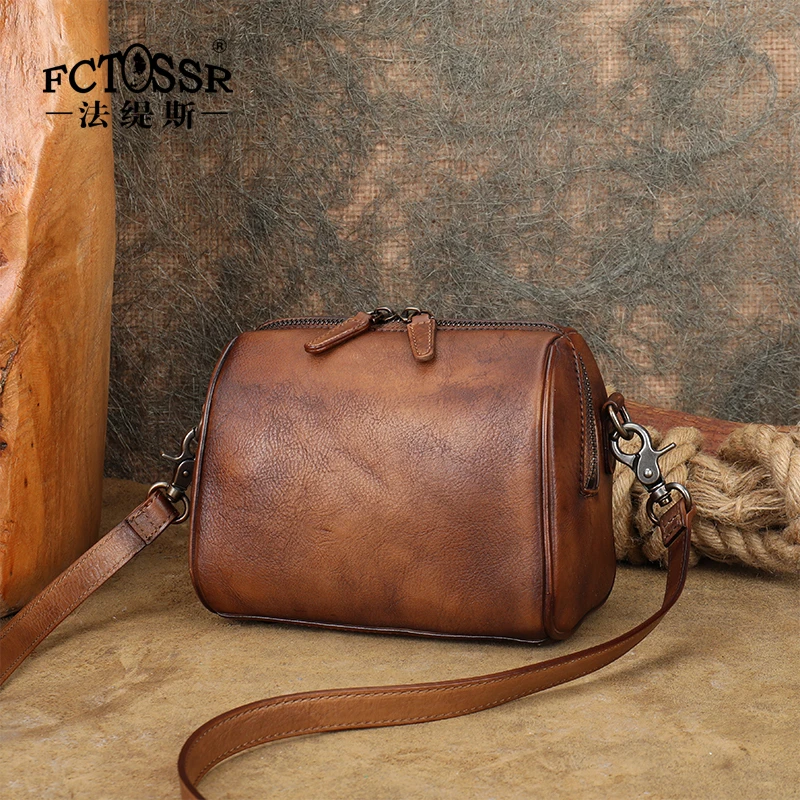 法缇斯-通勤小众手提小方包复古软皮盒子包单肩斜挎包-F8236