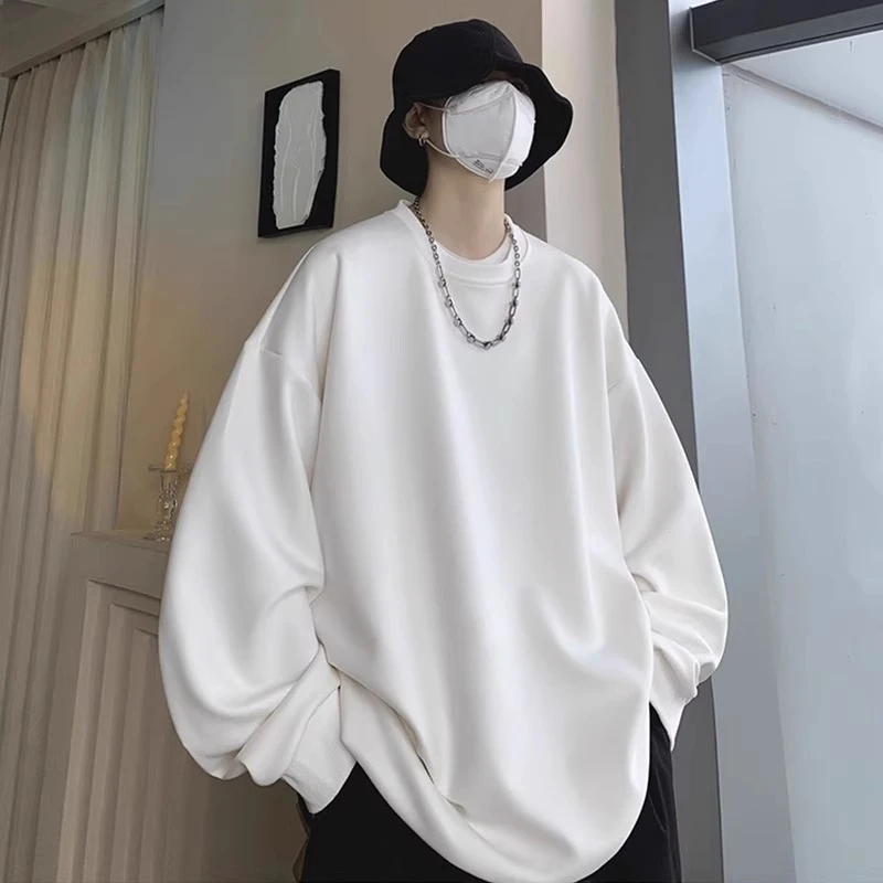 特大码300斤麂皮绒圆领卫衣男女春秋款美式复古潮牌宽松重磅外套2