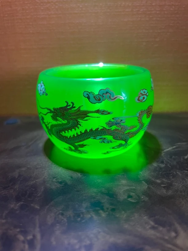 龙凤呈祥绿琉璃杯主人杯品茗杯茶杯水杯喝茶喝水精美手工无礼盒s