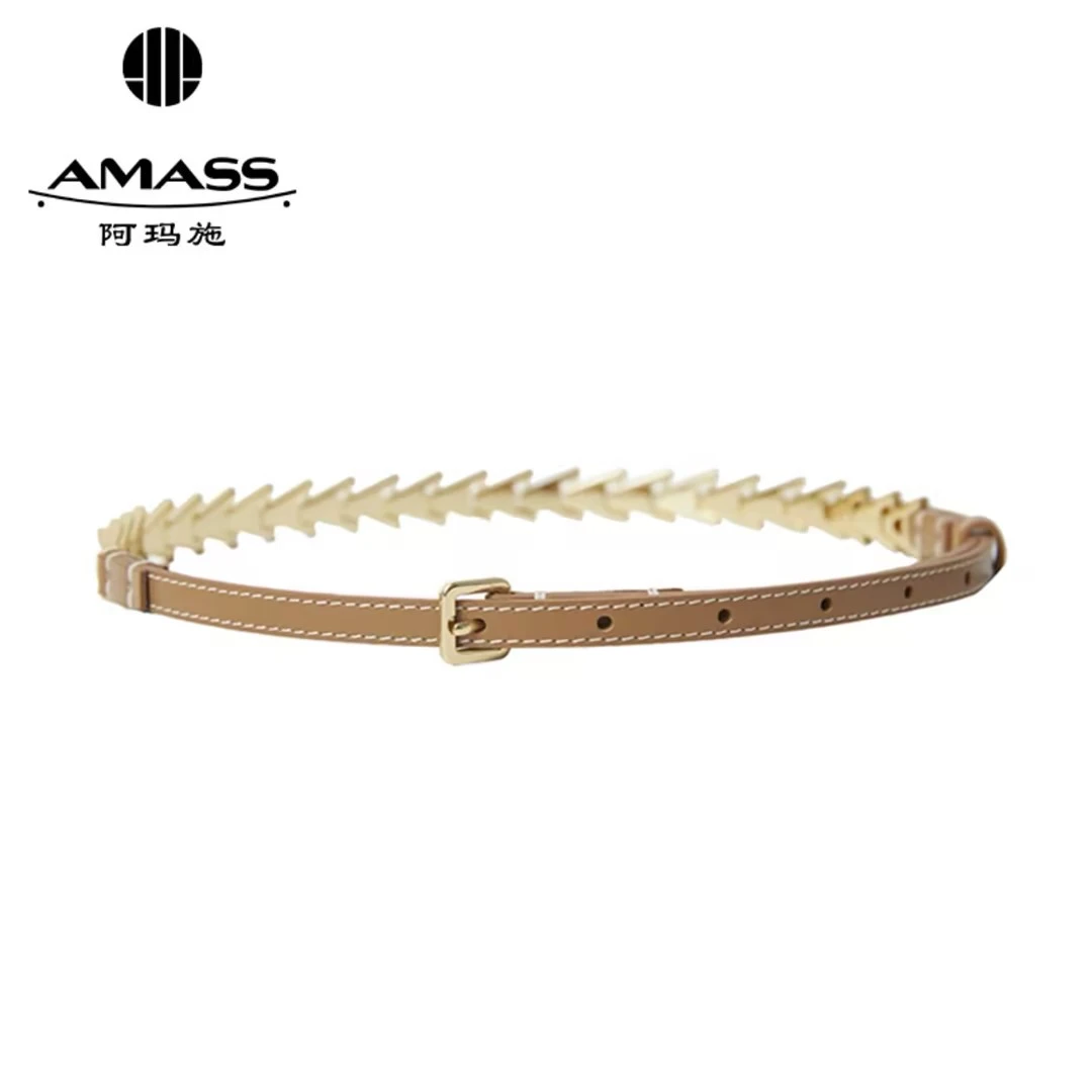 AMASS/阿玛施 经典时尚个性气质复古合金A字扣拼接腰带5900416