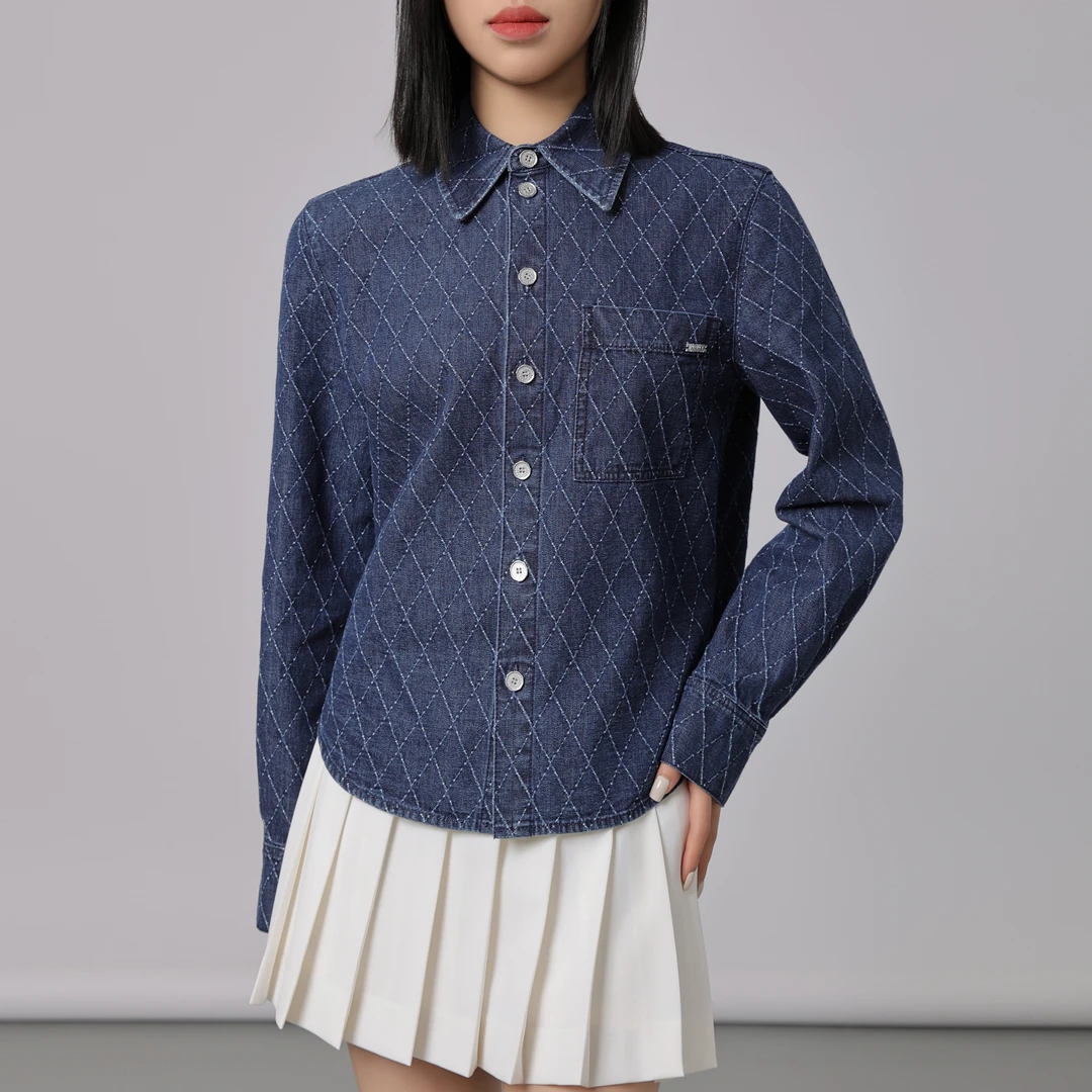 AMASS/阿玛施时尚休闲夹克潮流蓝色字母经典长袖牛仔外套5301050