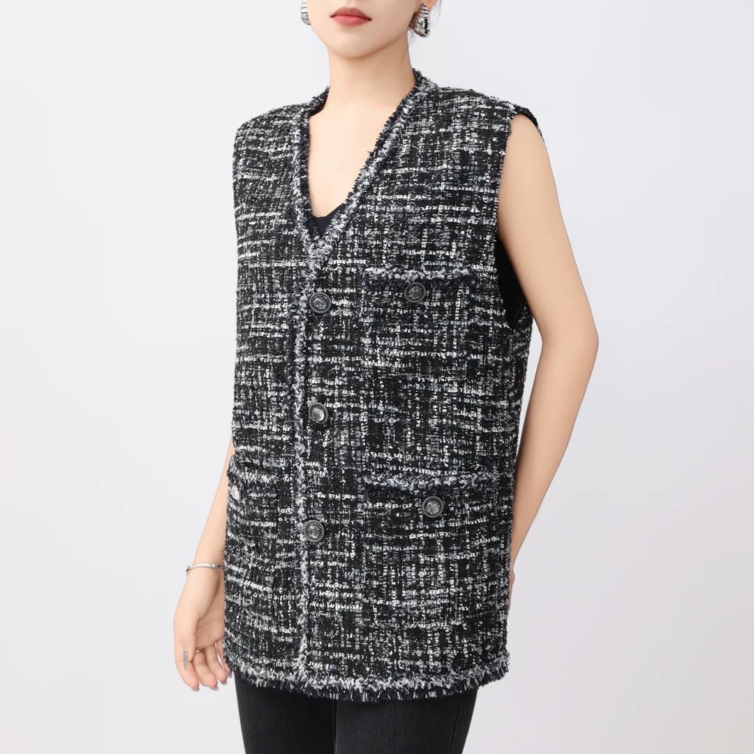 AMASS/阿玛施 新款尤莱特气质时尚雅丹风无袖小香风外套5400910