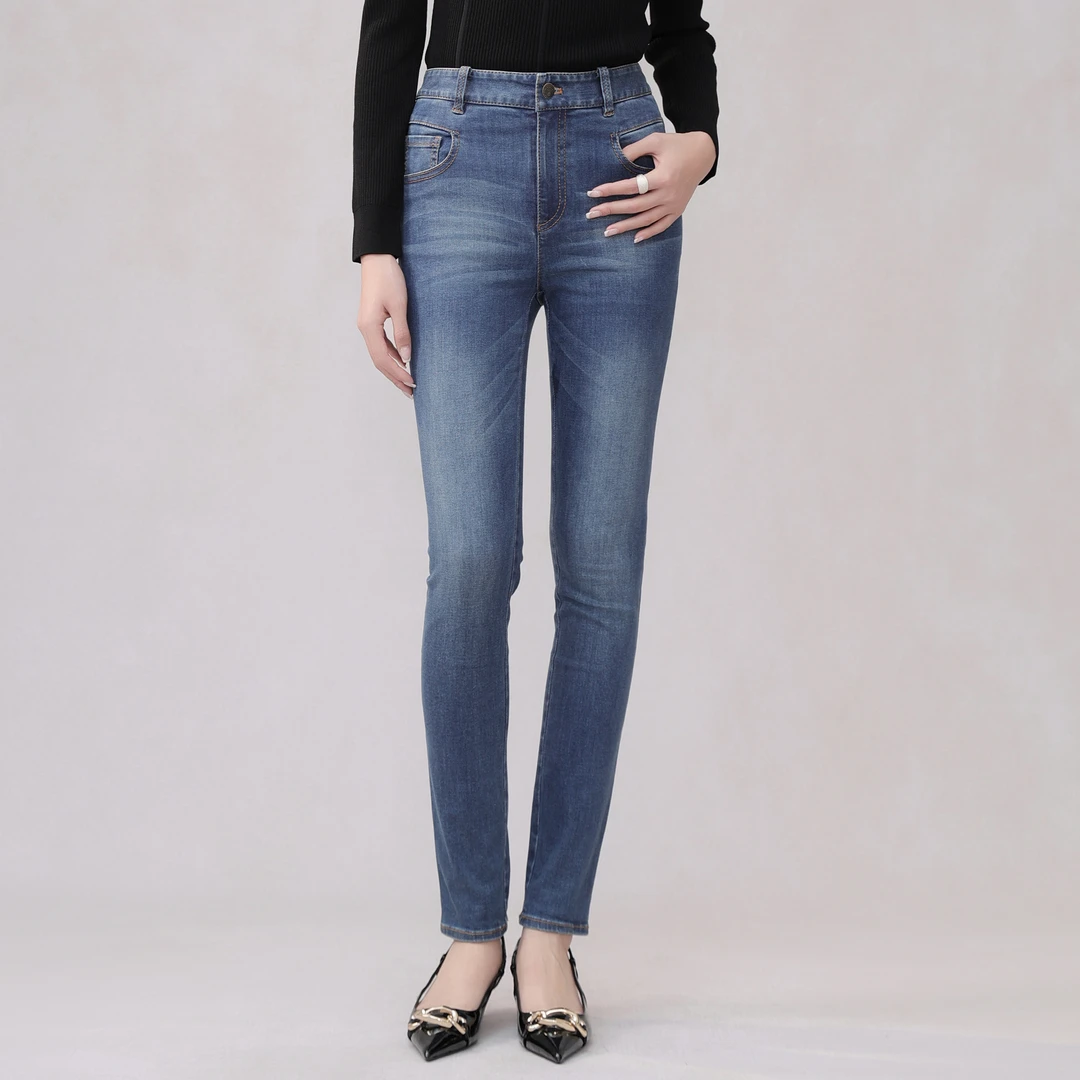 AMASS/阿玛施 时尚百搭高腰水洗弹力修身显瘦牛仔小脚裤5100241