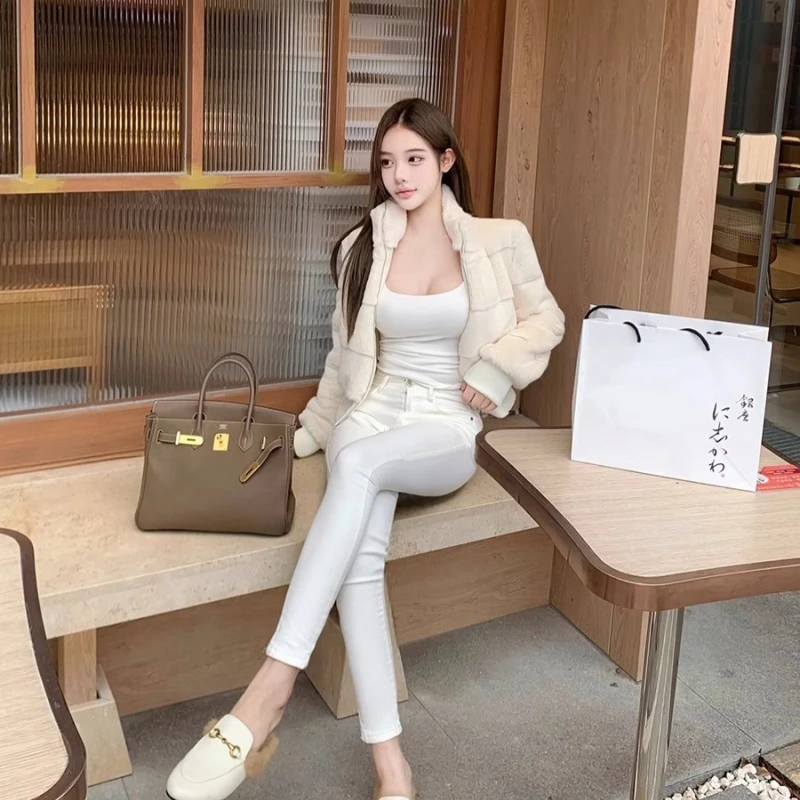 人造皮草 人造皮草外套气质显身材短外套毛毛上衣大气开衫夹克女