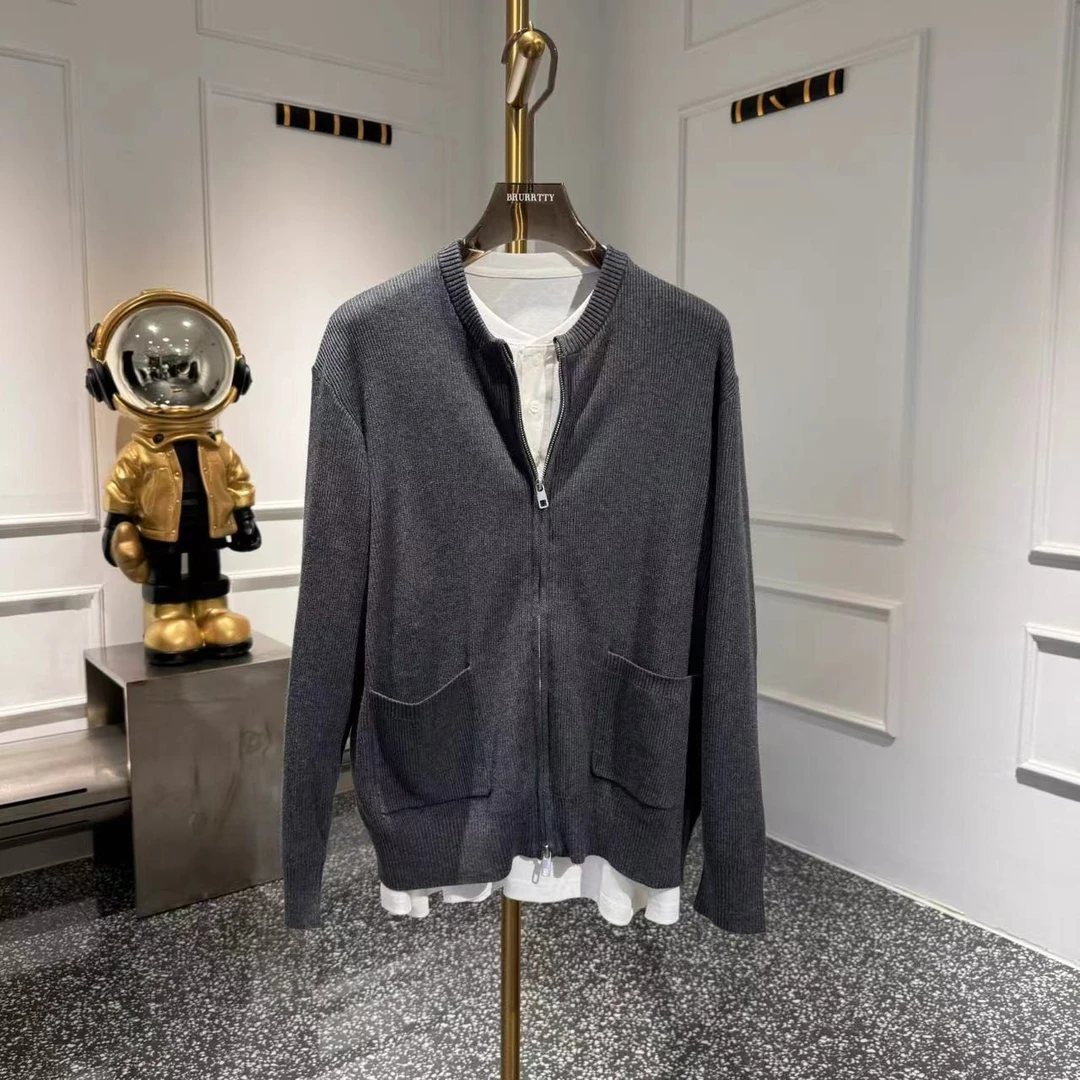 【奢潮定制】 W8045秋冬圆领羊毛双开拉链时尚百搭设计师开衫外套