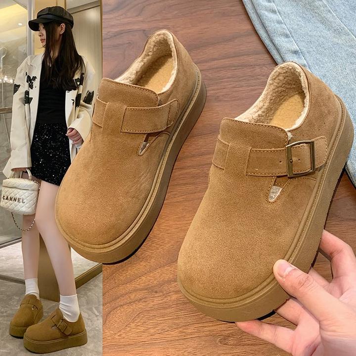 【米】2024年法式复古软底包头平底一脚蹬勃肯鞋厚底加绒时尚鞋