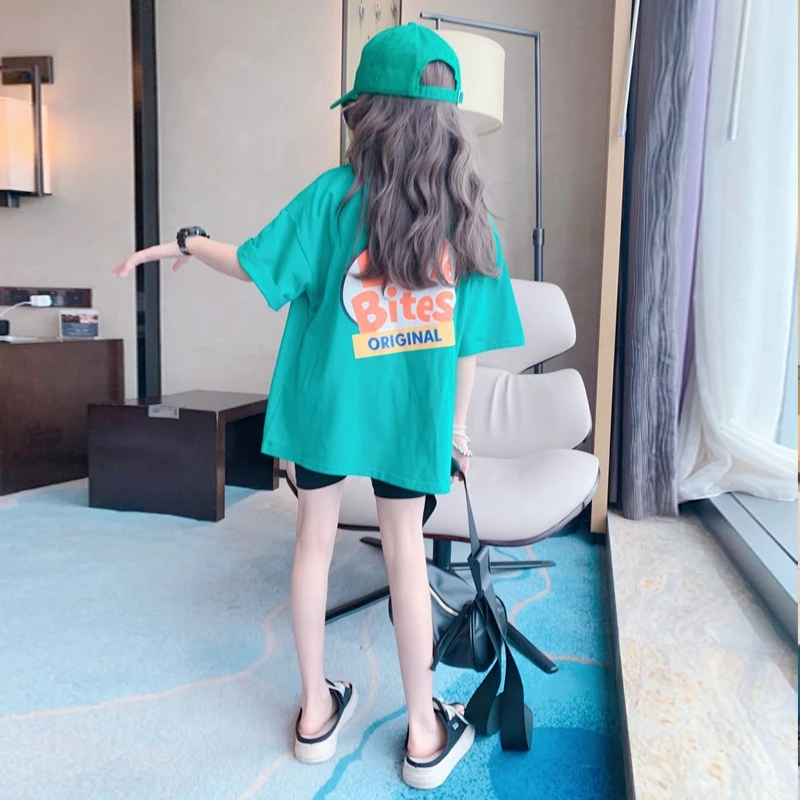 女童夏装儿童短袖2024新款爆款洋气中大童6-12岁潮款宽松大版t恤