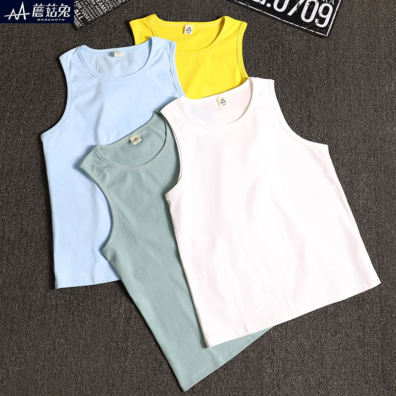 胖男童背心内穿螺纹棉纯色中大童8-15岁儿童背心工字宽松打底休闲