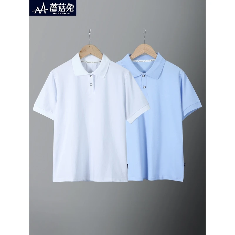 男童polo短袖t恤夏季薄款10-15岁儿童白色翻领t恤学生班服胖男孩