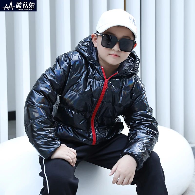 男童轻羽绒冬季外套胖男孩轻薄连帽羽绒服免洗时尚休闲中童羽绒服