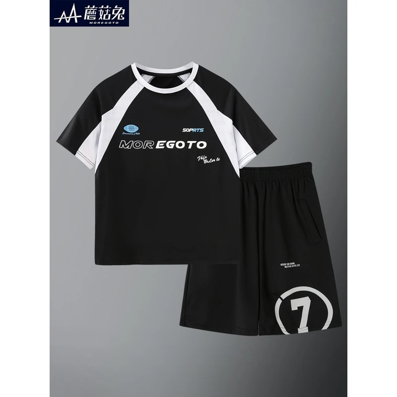 男童短袖T恤爆款2023新款10-15岁男孩运动篮球套装青少年速干套装