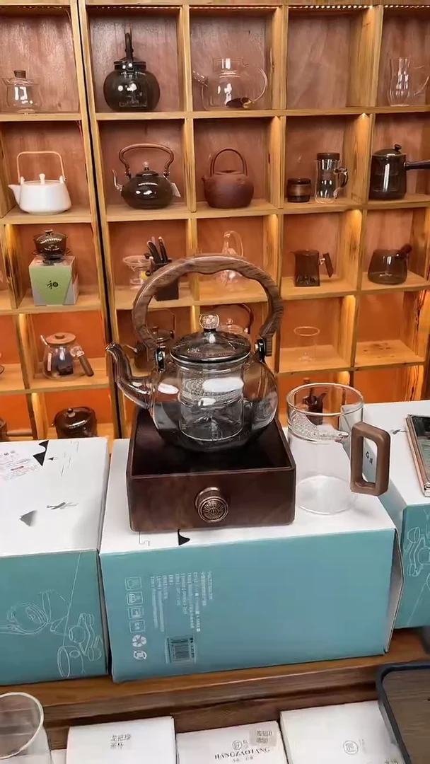 【闪购商品】香榧木方木炉+八角宫灯壶+透明月牙实木把手杯