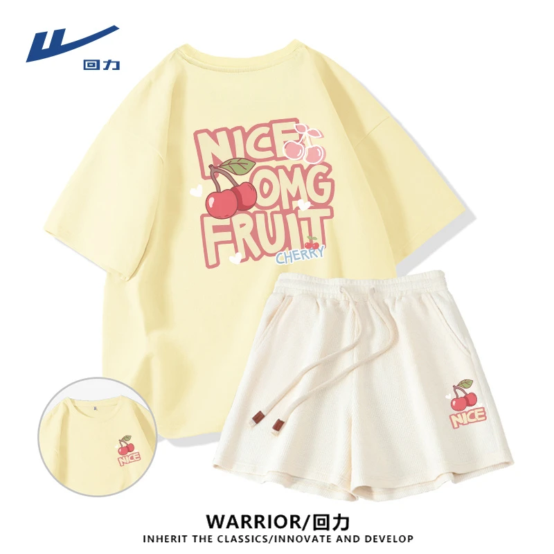 回力小个子套装夏季新款多巴胺色系精致洋气高能感短袖短裤一整套