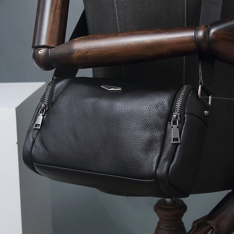 男包斜挎包真皮头层牛皮商务大容量背包休闲软皮包男士包包单肩包