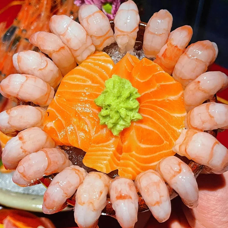 【三文鱼拼甜虾】挪威三文鱼刺身中段200g+甜虾30尾 海鲜开袋即食
