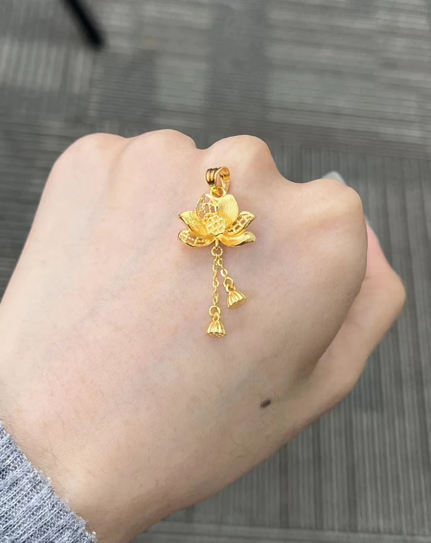 足金999 小莲花两世欢吊坠