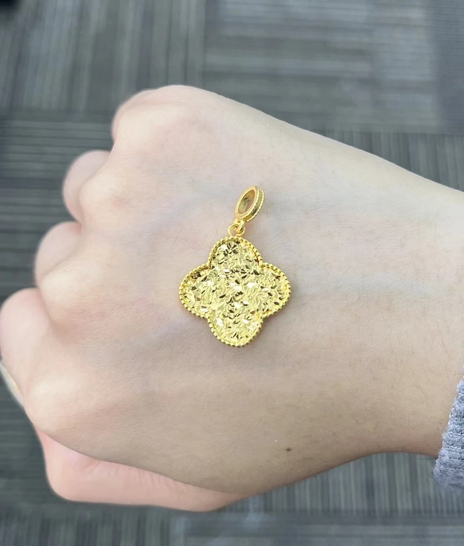 足金999 双面镭射碎冰四花吊坠 5.21