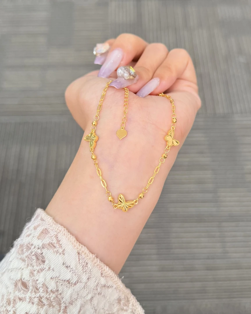 足金999 镭射三只蝴蝶手链