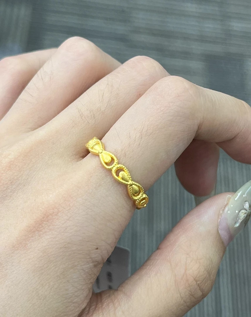 足金999 哑光在逃蝴蝶结戒指
