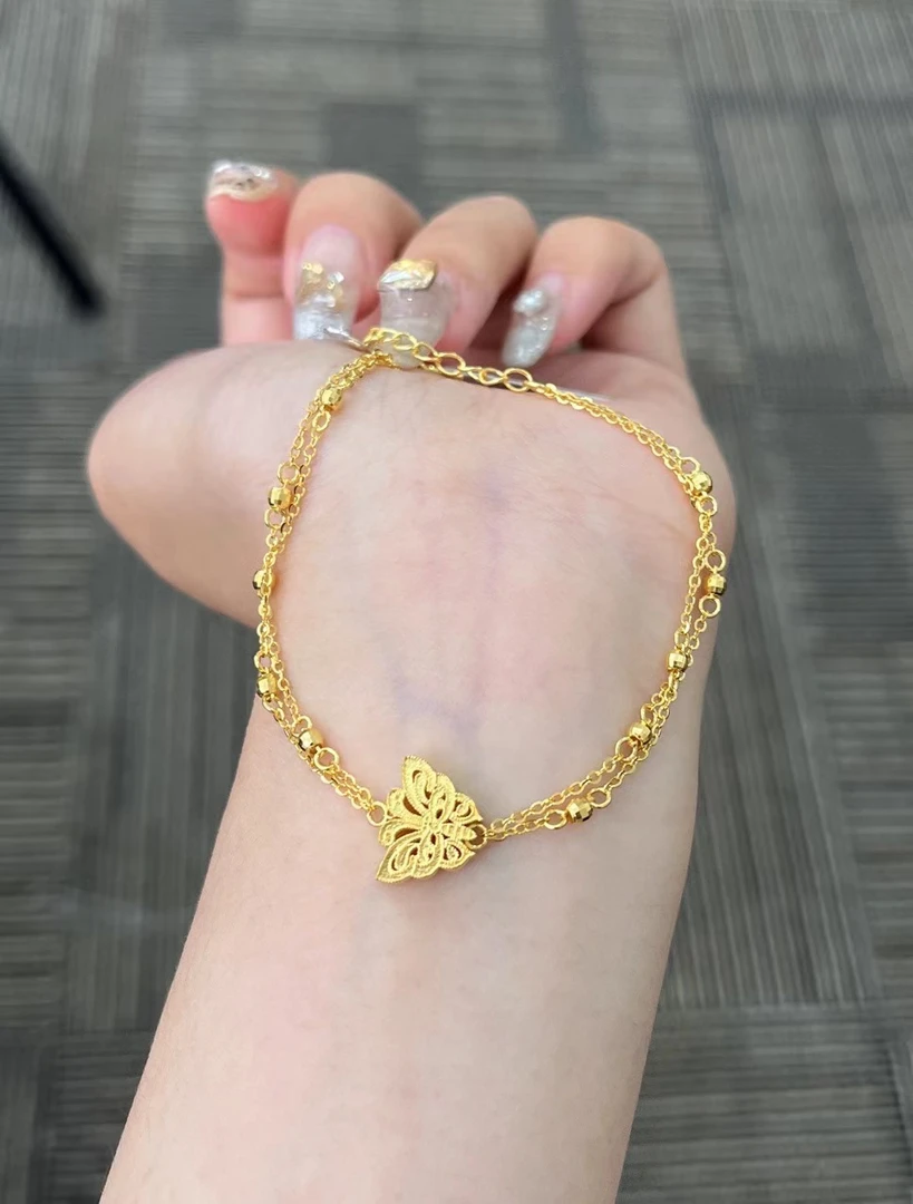 足金999 蝴蝶双链手链