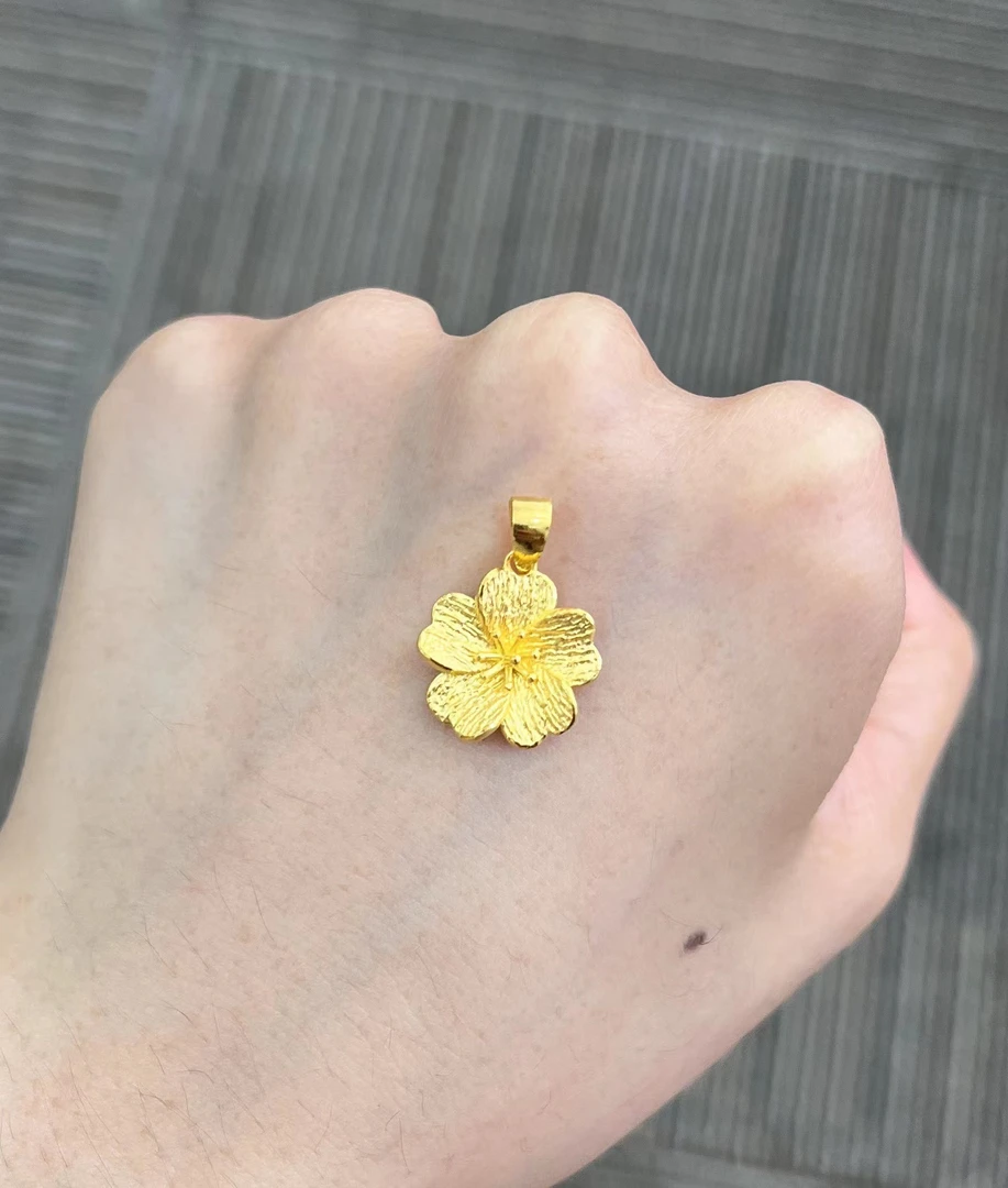 足金999 爱心桃花吊坠