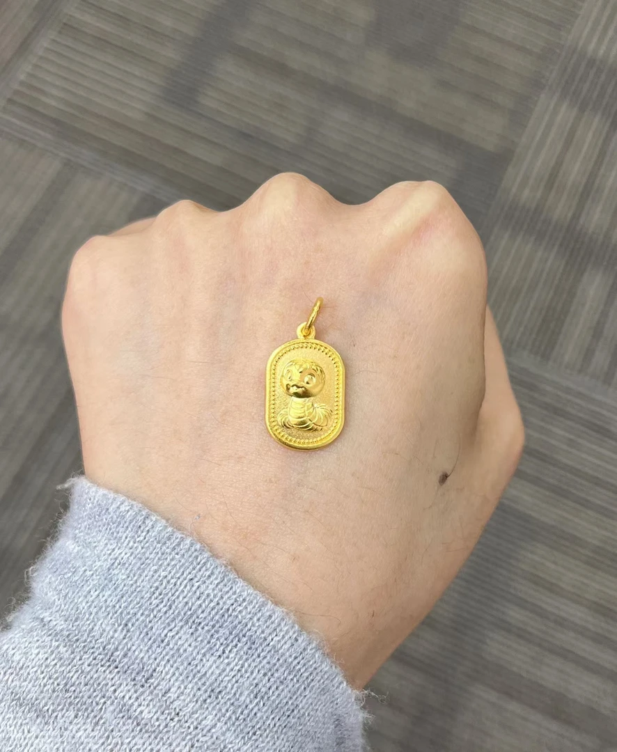 足金999 古法喜乐蛇牌吊坠