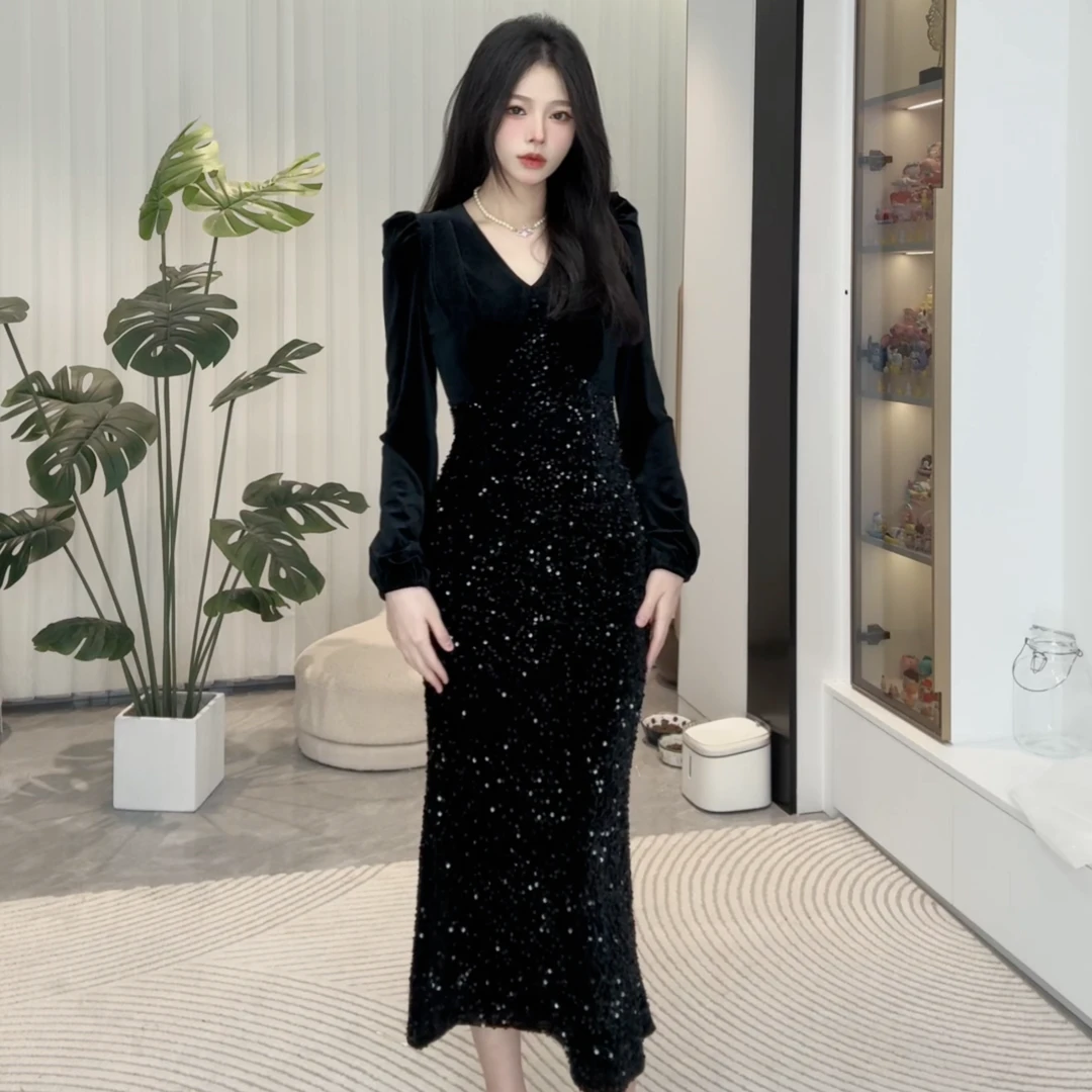 631佐米家◉一见倾心◉显瘦气质法式收腰修身秋款名媛赫本风小黑裙