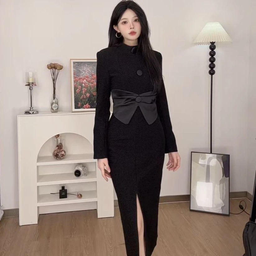 9063佐米家时尚气质显瘦高腰收腰修身连衣裙