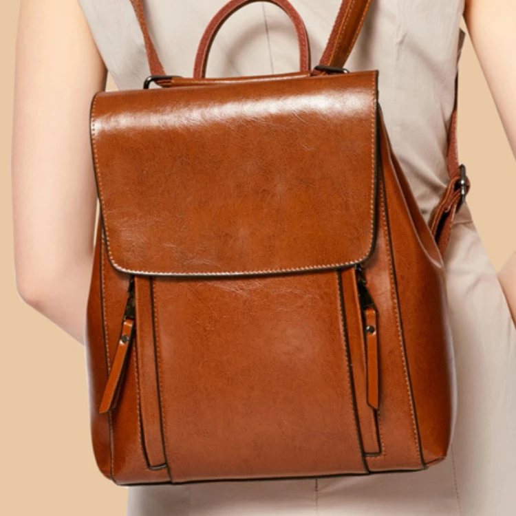 包包女2025新款女士双肩包时尚牛皮多功能双肩包真皮潮流英伦