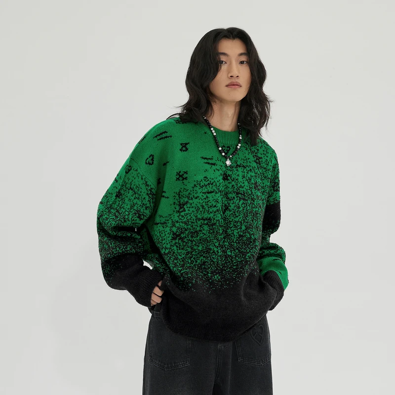 【INXX】ALLPICK 潮牌冬新品休闲圆领套头针织衫情侣毛衣APD4061629
