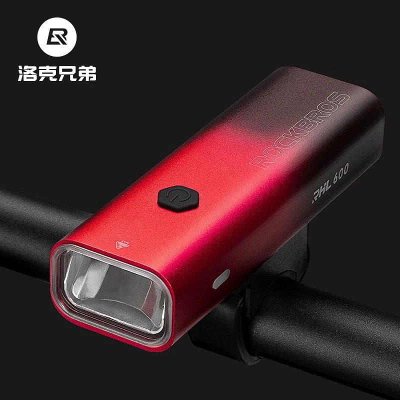 洛克兄弟自行车灯高亮前灯夜骑强光手电筒USB充电山地公路车装备
