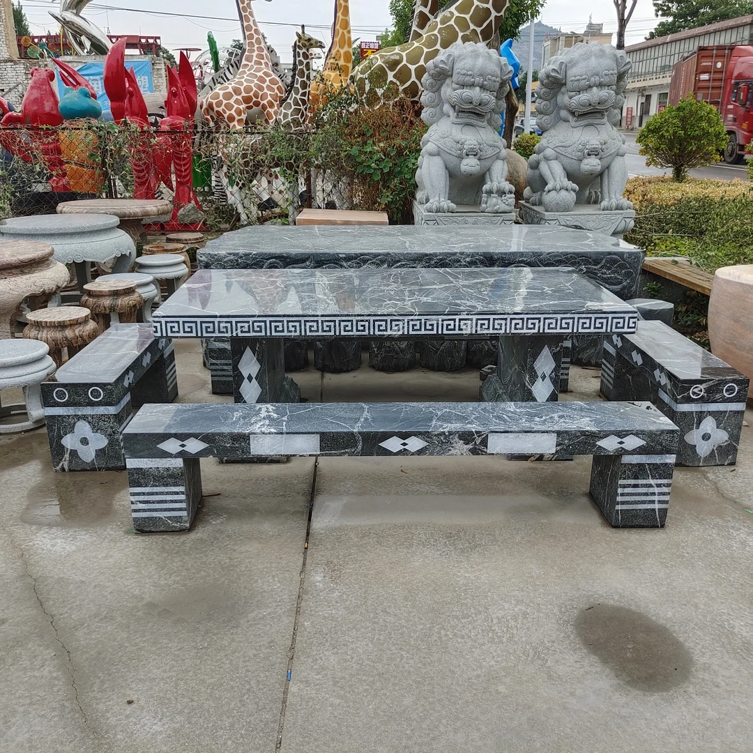 石桌石凳庭院长方形圆形方形茶桌茶台天然石材制作石桌