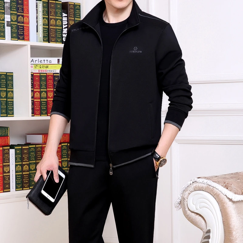 中老年男装爸爸装运动服套装男士三件套春秋季宽松大码休闲套装男