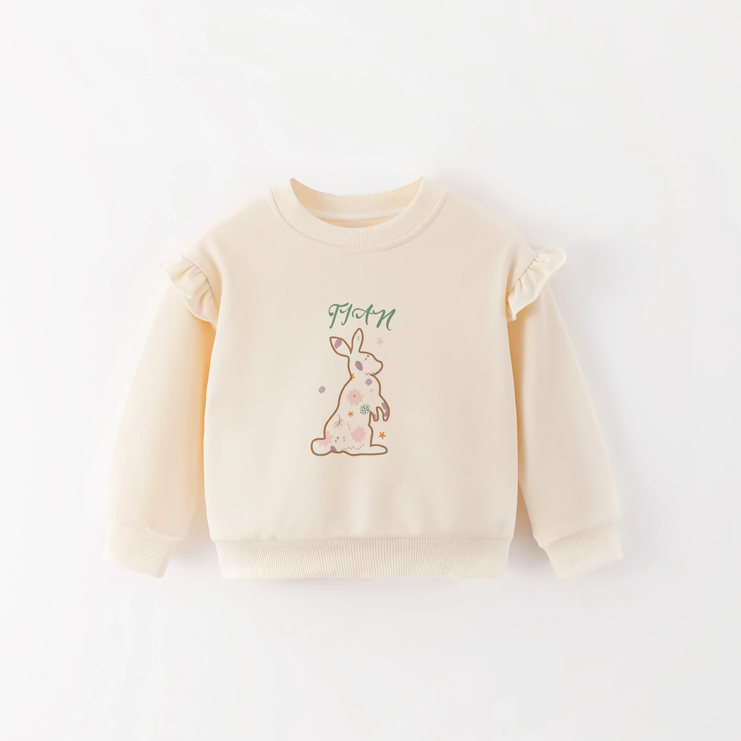 儿童上衣卫衣女中小童彩色兔子外衣YQ109