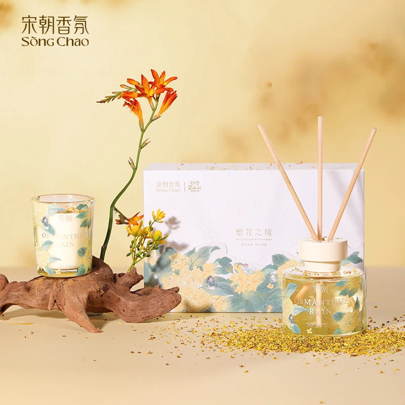 宋朝中南联名东坡繁花之境茶香蜡烛礼盒室内持久家用高级精油ZB