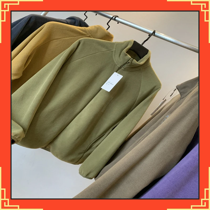 爆款双面羊羔绒立领保暖外套女2024秋冬新款减龄包边宽松休闲上衣