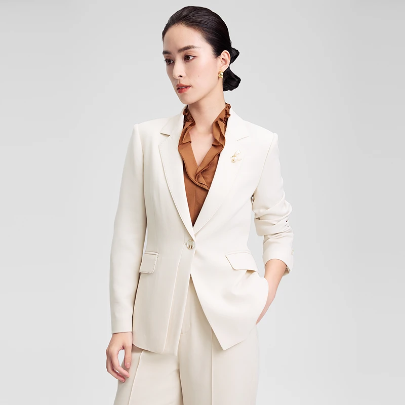 赢智尚新款奶油白长袖中款西装套装ZA-ZA02021