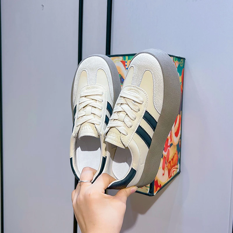 运动鞋厚底休闲板鞋女2024春夏新款百搭小白鞋时尚潮流软底德训鞋