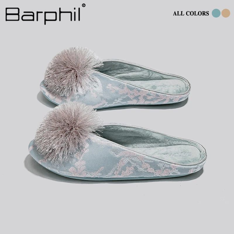 BARPHIL拖鞋室内家居新中式棉拖鞋女旗袍静音包头绣花国风月子鞋