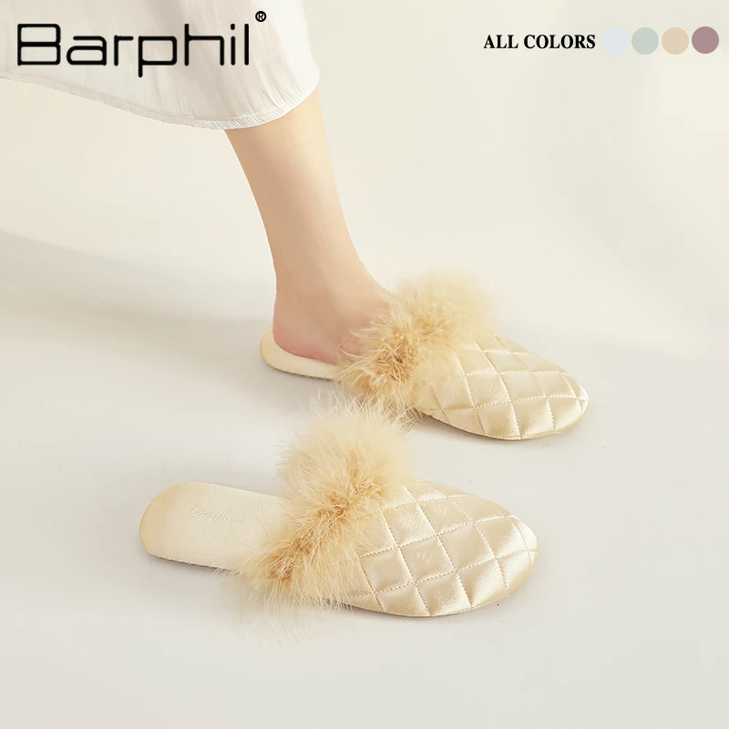 BARPHIL室内家居毛毛拖鞋女2025秋冬新款时尚网红百搭静音棉拖鞋