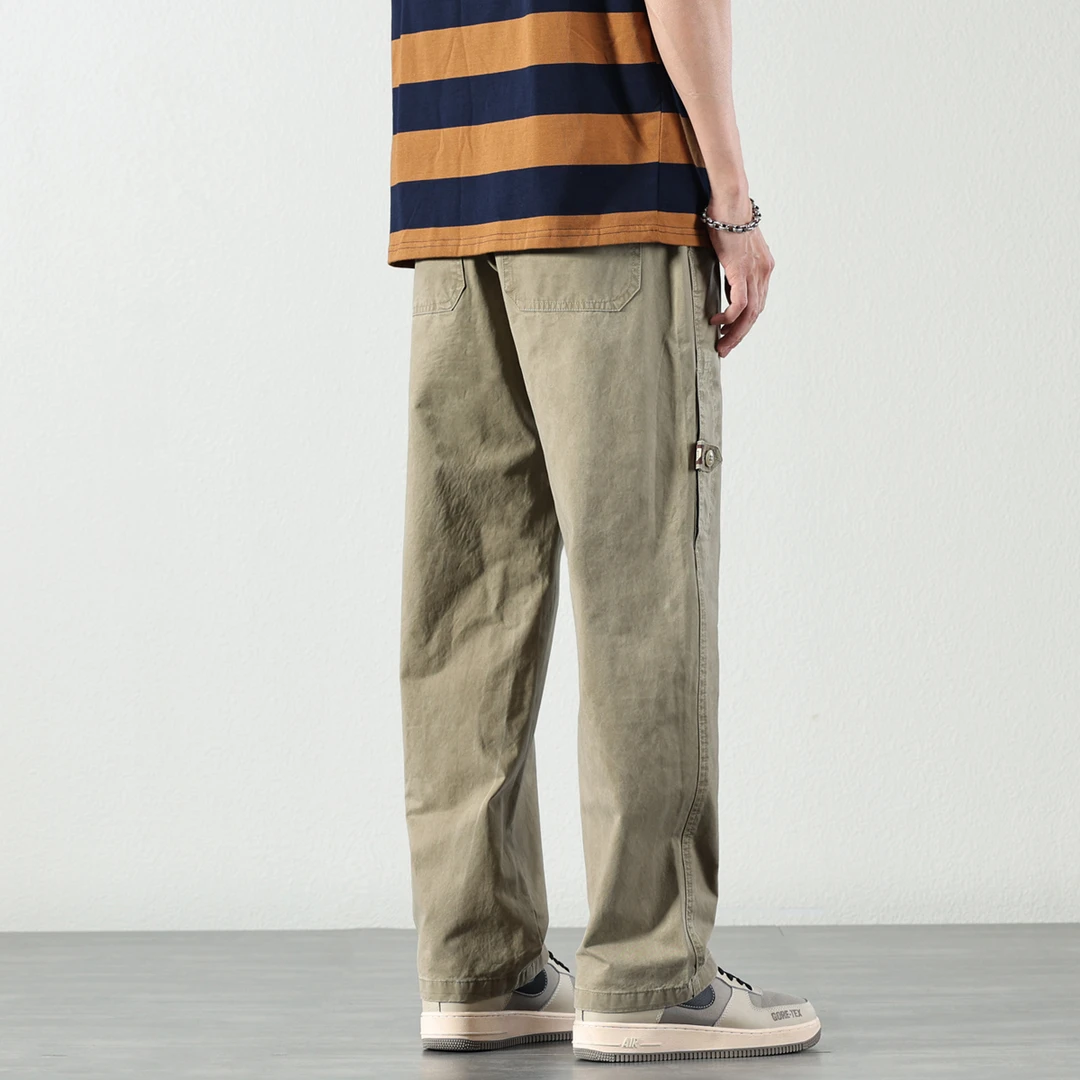 日系工装裤子男款夏季宽松直筒阔腿长裤2025年百搭休闲裤纯棉男裤