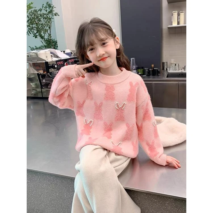 【亲子装】女童针织毛衣秋冬2024新款儿童加厚打底衫小女孩套头毛衣