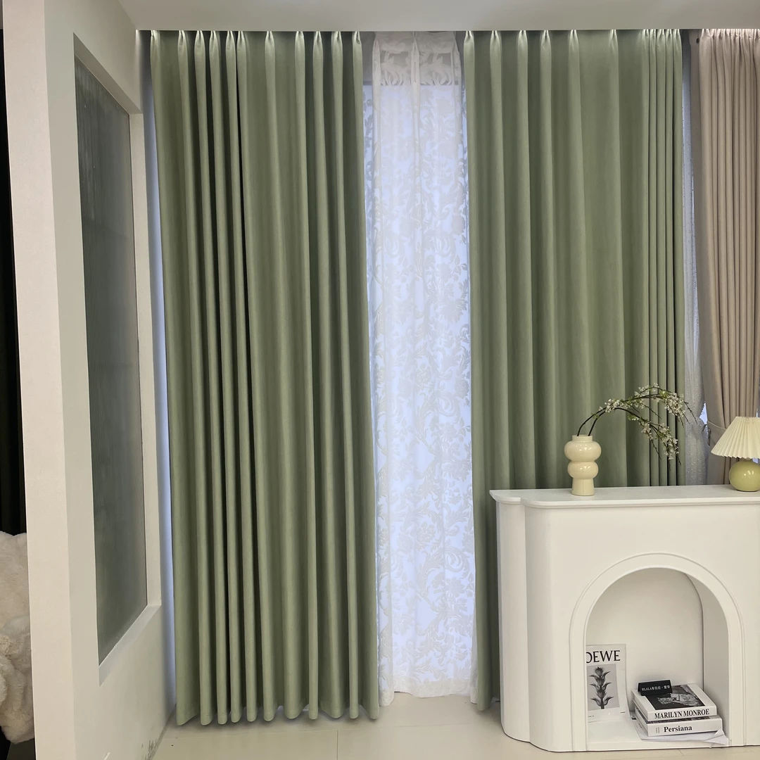 1880雪尼尔可可羊绒高温定型高克重遮光夏季定制超柔制作退换窗帘