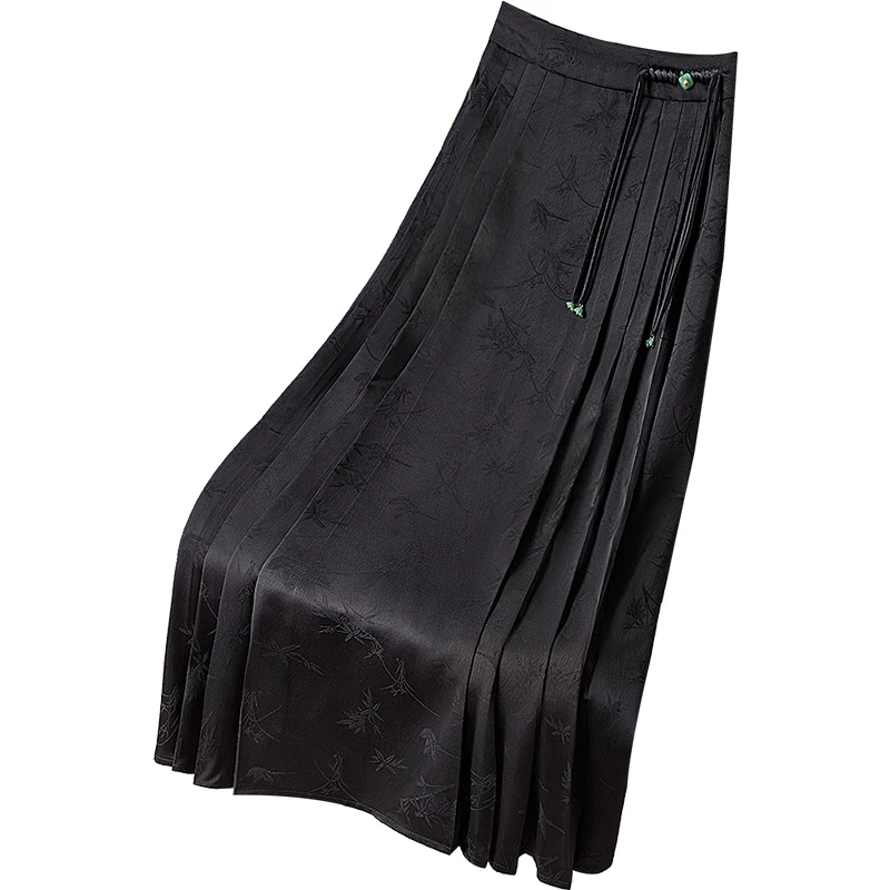 【清】丝柏舍2024冬装新款女新中式松紧腰国风半身裙S43R7098B