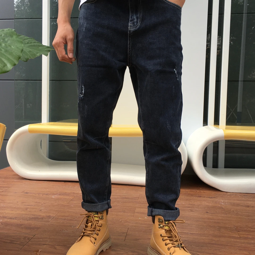 男款弹力小哈伦小直筒长款牛仔裤-1128ME