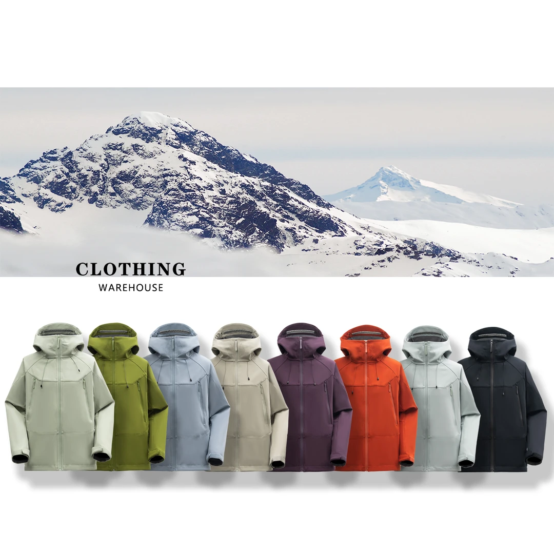 悍石秋冬情侣款户外机能三防面料加绒款连帽软壳冲锋衣