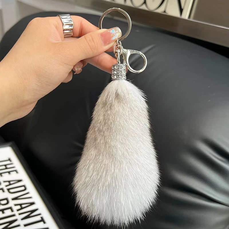 真狐狸毛小尾巴汽车钥匙扣挂件个性简约可爱高档毛绒背包挂饰挂件